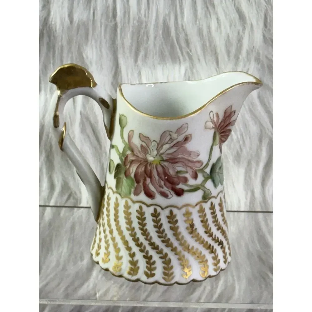 Antique 1900-1920s T&V Limoges France Pitcher Cream Milk Syrup F H George Signed
